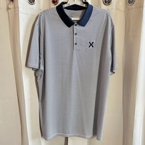 Nike Golf Dri-FIT Mens Xavier XXL Polo Shirt Navy White Stripe Embroidered 19516